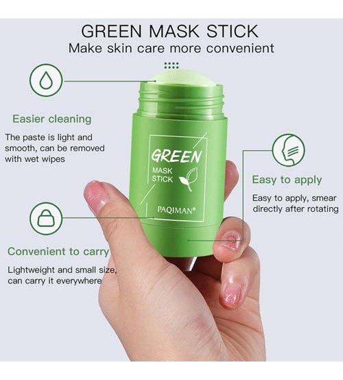 Paqiman Green Tea Oil Solid Clay Stick Mask Purifying Moisturizing Cleansing 40gm